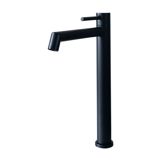 Grifo individual alto para lavamanos Serafinita en acero inoxidable negro - Una temperatura