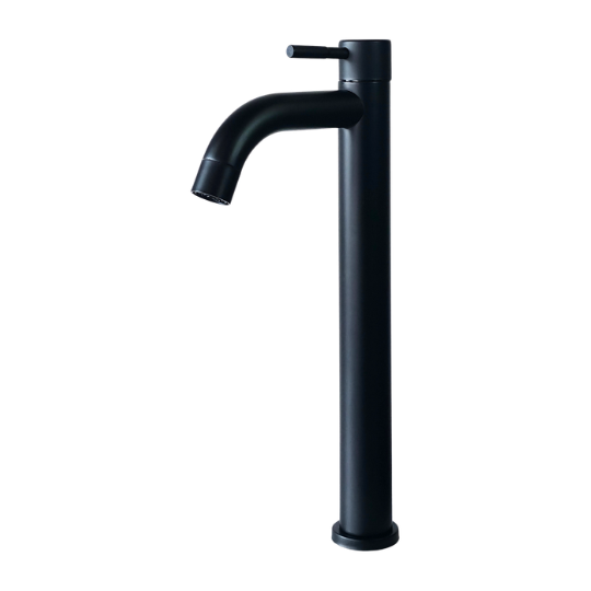Grifo individual alto para lavamanos Selenita en acero inoxidable negro - Una temperatura