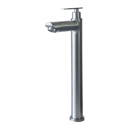 Grifo individual alto para lavamanos Crisoprasa en acero inoxidable satinado - Una temperatura