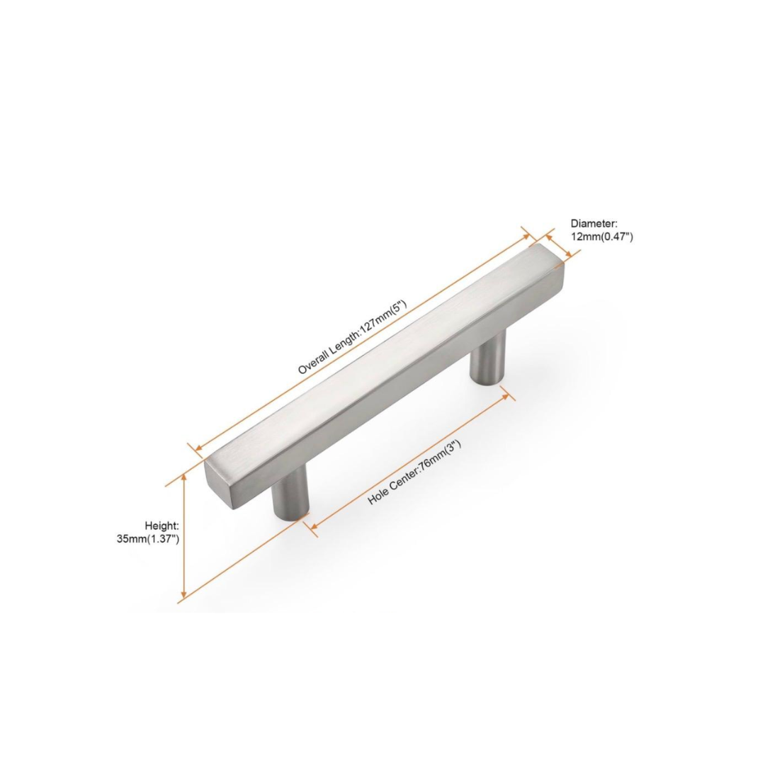 Tirador de asa cuadrado de 5" satinado