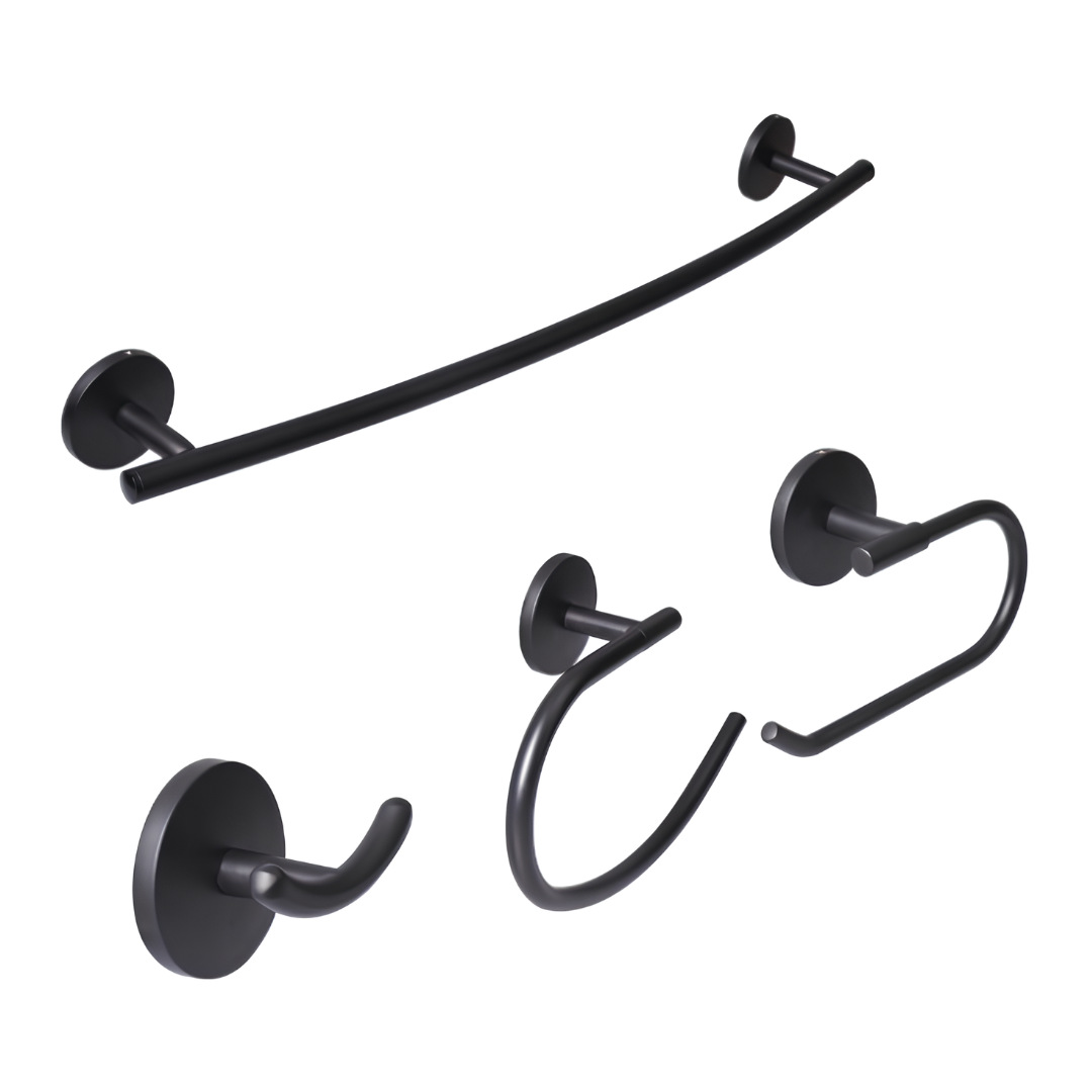 Set de 4 accesorios para baño en acero inoxidable negro mate