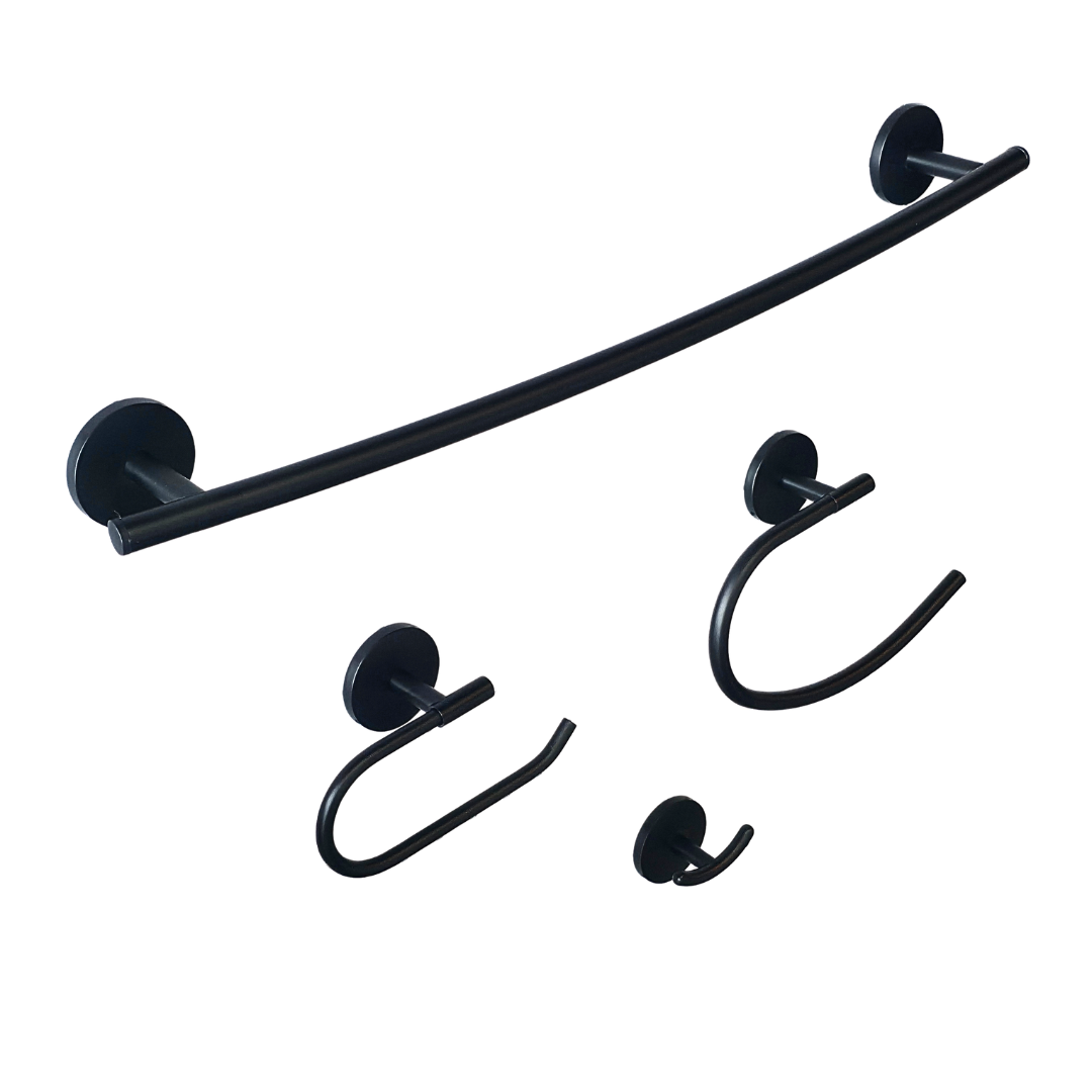 Set de 4 accesorios para baño en acero inoxidable negro mate