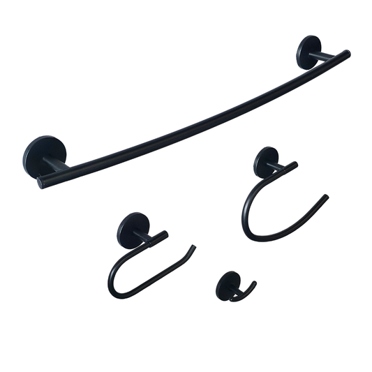 Set de 4 accesorios para baño en acero inoxidable negro mate