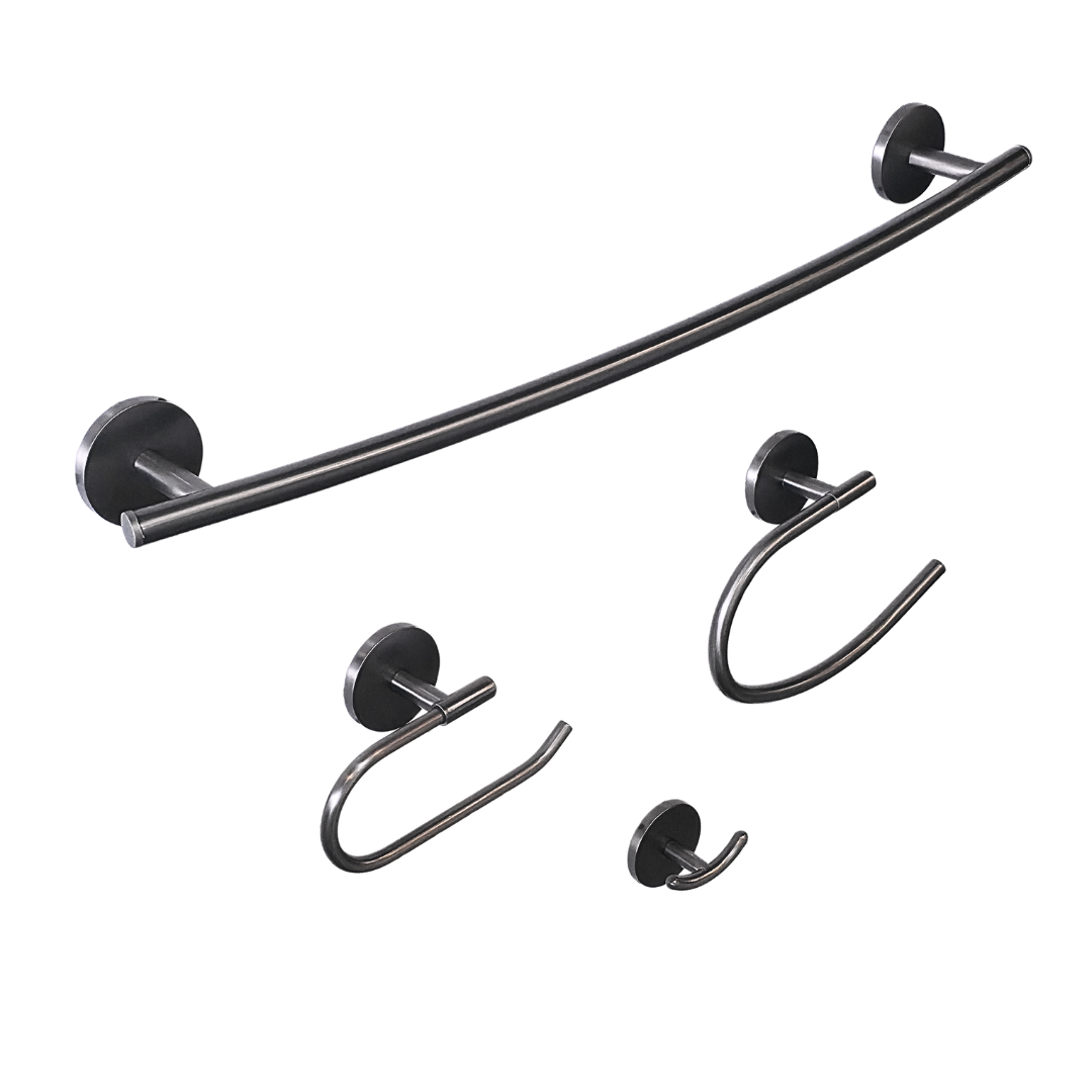 Set de 4 accesorios para baño en acero inoxidable gunmetal