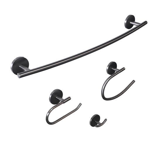 Set de 4 accesorios para baño en acero inoxidable gunmetal