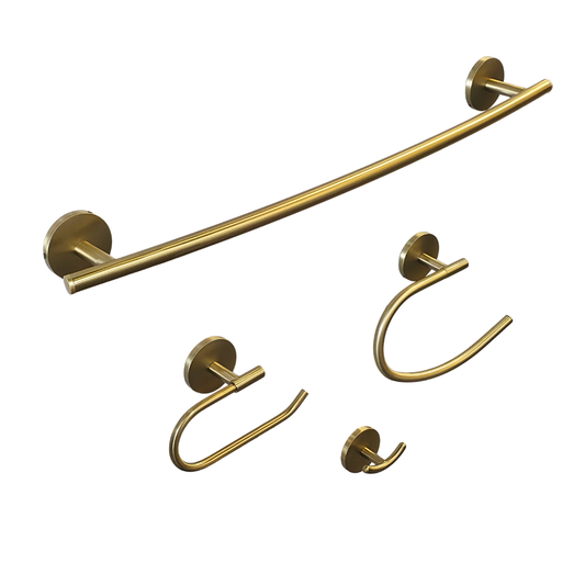 Set de 4 accesorios para baño en acero inoxidable dorado