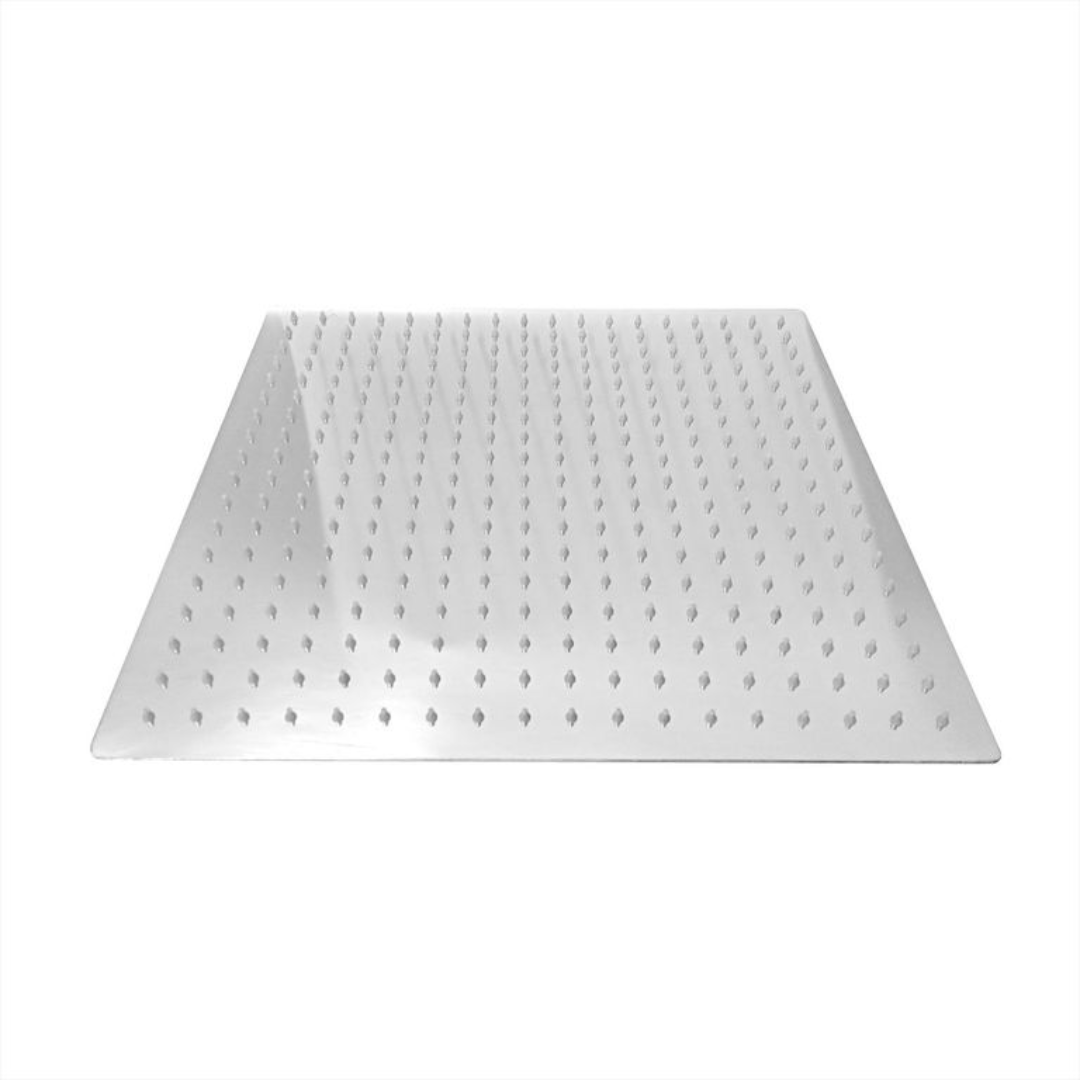 Regadera de ducha cuadrada 16" ultradelgada en acero inoxidable satinado con tubo de 50 cm