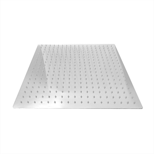 Regadera de ducha cuadrada 16" ultradelgada en acero inoxidable satinado con tubo de 50 cm