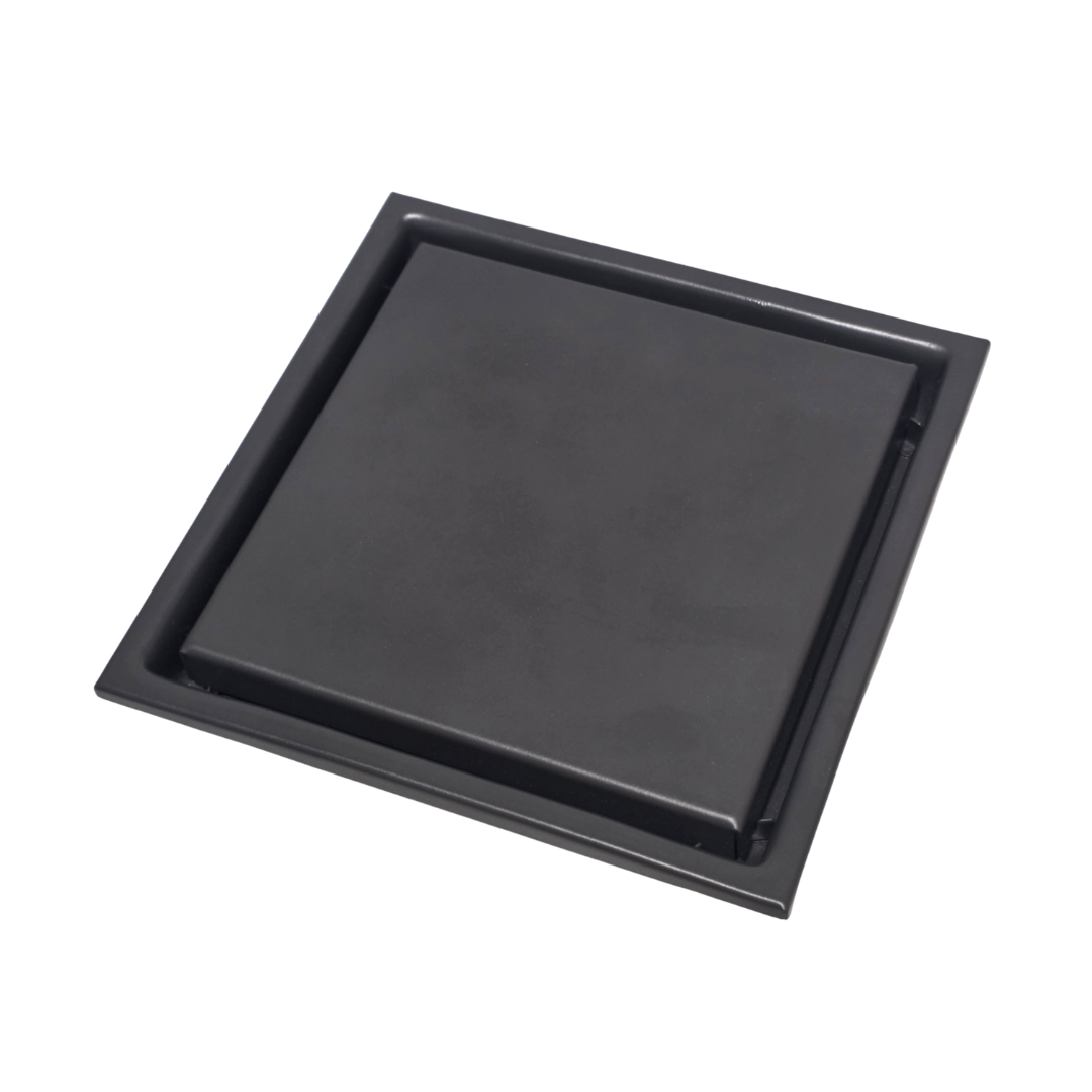 Desagüe cuadrado para baño doble función para inserción de baldosa 15 cm x 15 cm en acero inoxidable gunmetal