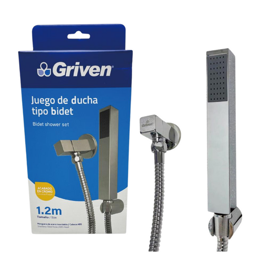 Juego de Ducha Tipo Bidet (Cabezal Rectangular) con acabado Satinado - ABS y Acero Inoxidable (1.20M)