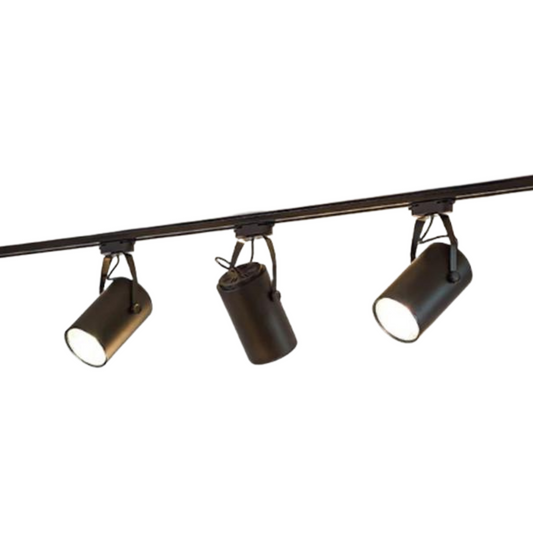 Kit de Riel Negro -  Riel de 1M y 3 Tracklights con Luz Integrada de 12W (Luz Calida)