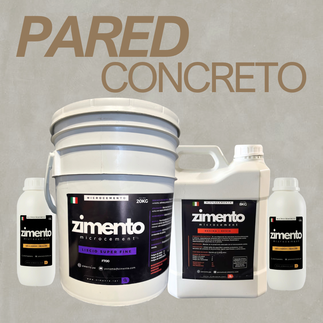 Combo de microcemento ZIMENTO para pared de concreto o gypsum