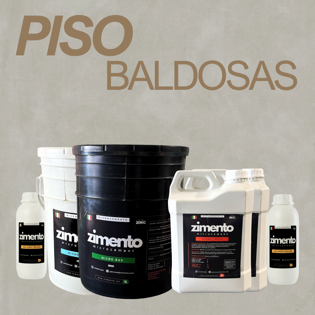 Combo de microcemento ZIMENTO para piso con baldosas