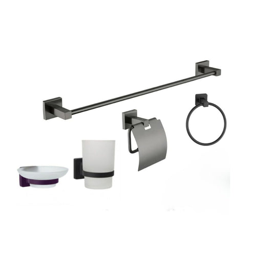 Set de Accesorios para Baño de 5 Piezas - Acero Inoxidable / Acabado Gun Metal