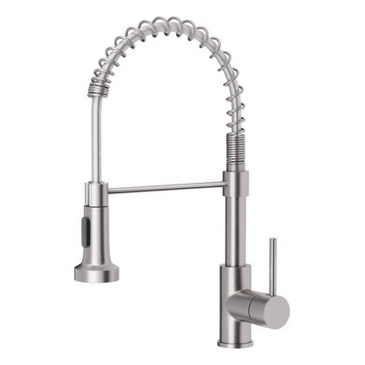 Grifo Monomando para Fregadero con Rociador en Gris Satinado