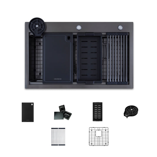 Fregadero de Dos Tinas en Acero Inoxidable Gunmetal con Recubrimiento Neotek - River-G