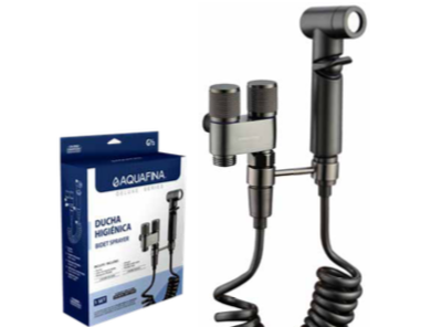 Juego de Ducha Higiénica Tipo Bidet Aquafina con acabado Gun Metal - ABS y Acero Inoxidable
