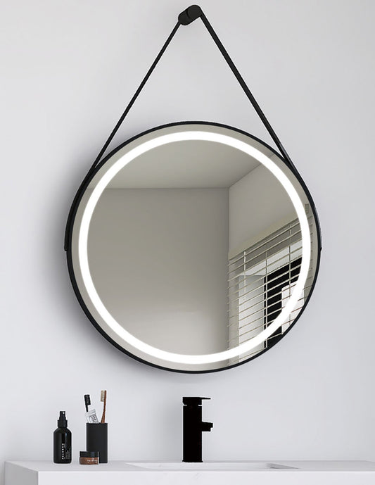 Espejo Redondo Acabado Negro de 60CM con Luz LED 6,000K (Luz Blanca)