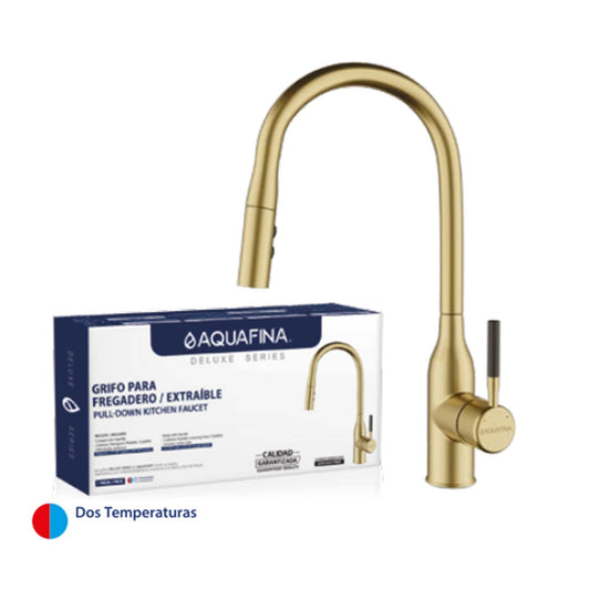 Grifo Monomando para Fregadero con Cuello Extraíble - Acabado Dorado
