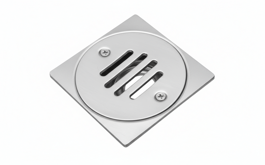 Desagüe de Baño Cuadrada 4"x4" en Acero Inoxidable con Acabado Cromado