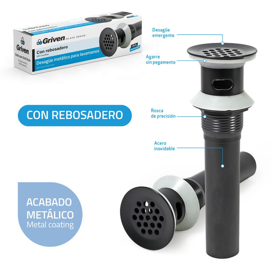 Desagüe para Lavamanos acabado Negro Mate