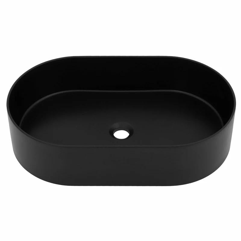 Lavamanos Tipo Bowl Cerámico Ovalado (61x38X12CM) con Acabado Negro