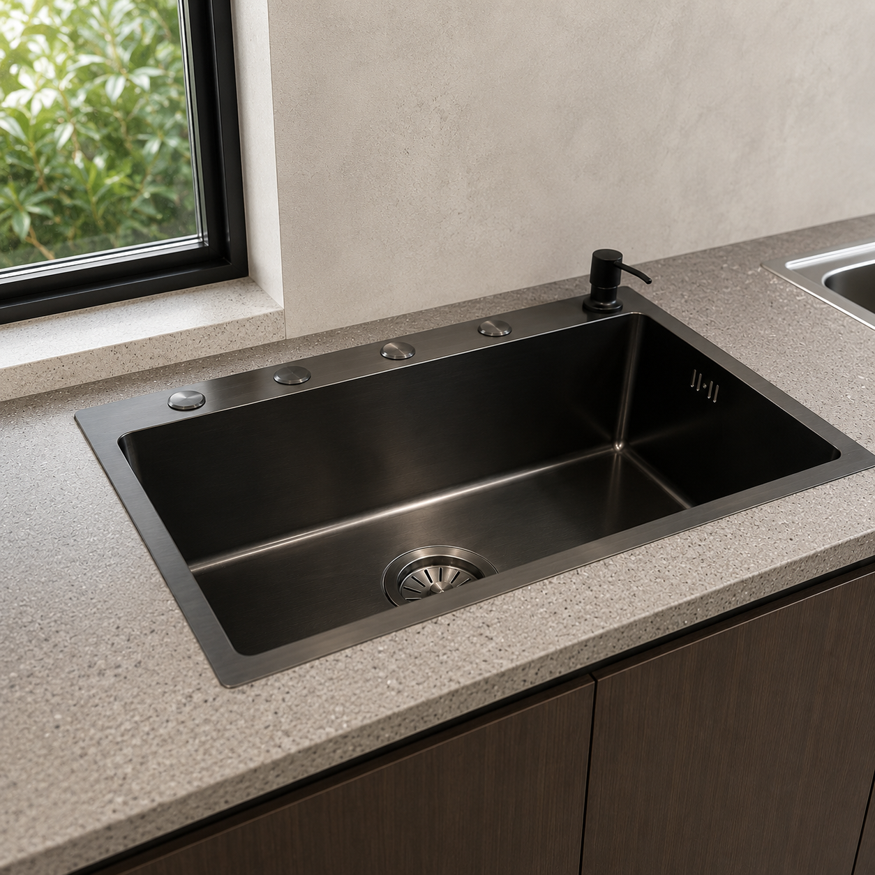 Fregadero en Acero Inoxidable Gunmetal – 60 × 45 cm