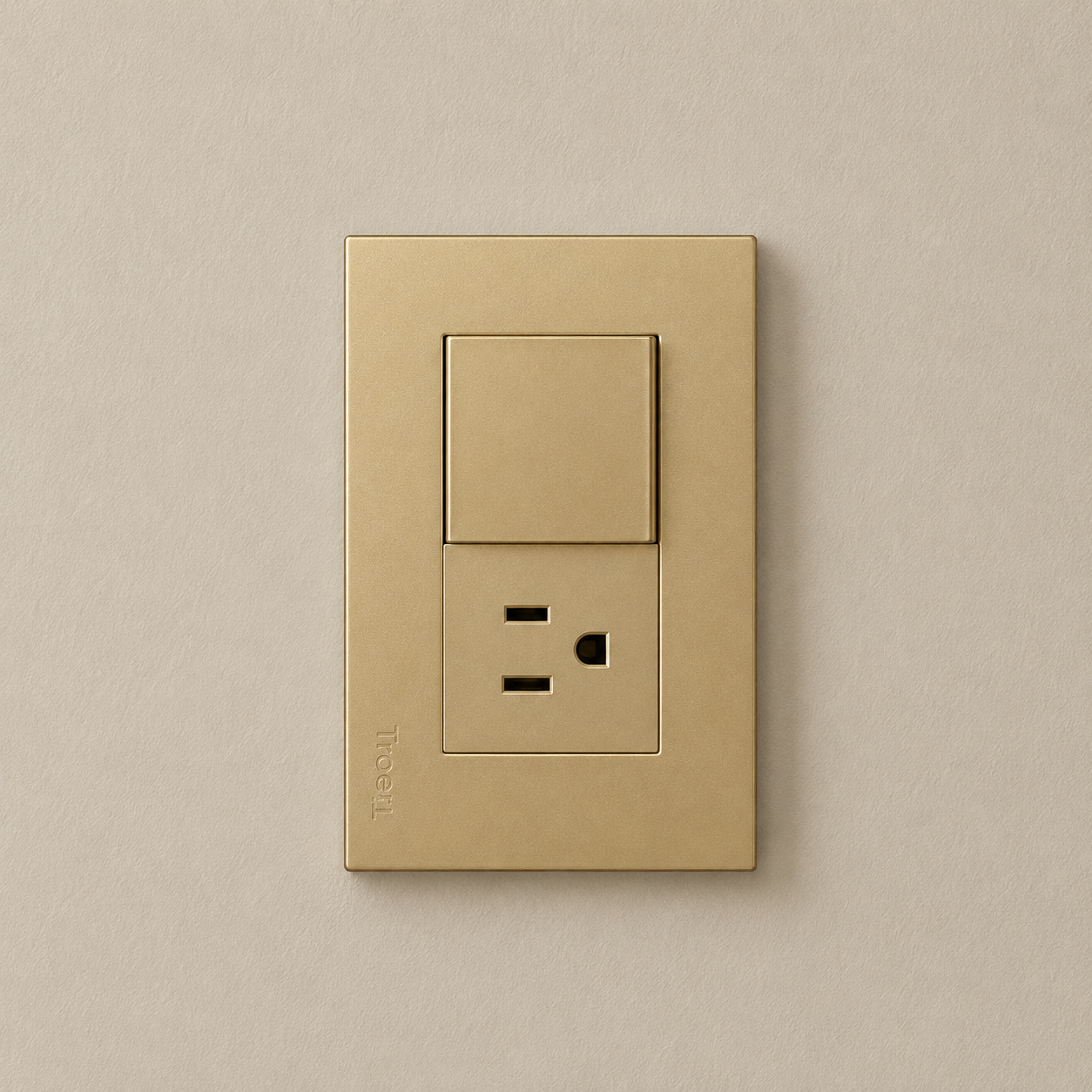 Tomacorriente con interruptor sencillo estándar 110V 10AMP - Dorado