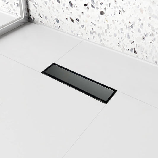 Desagüe de Baño Rectangular para Inserto de Baldosa 12" x 3" en Acero Inoxidable acabado Negro
